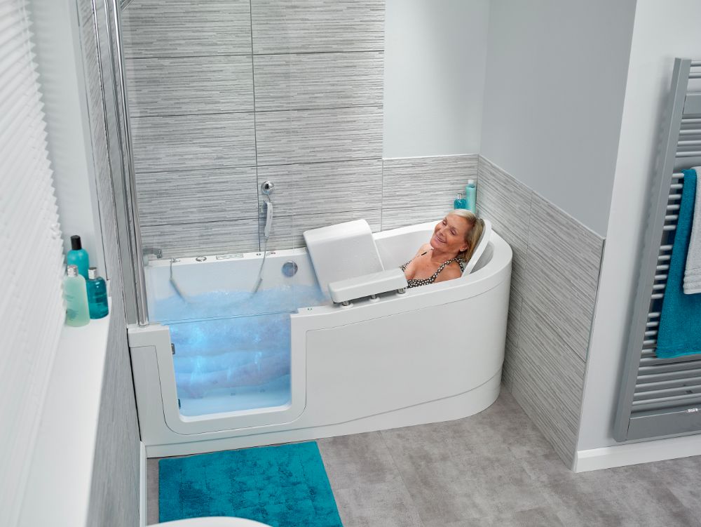 The very latest in walk-in baths! The Easy Riser comes with a power seat to provide assistance lowering and raising into the bath.
