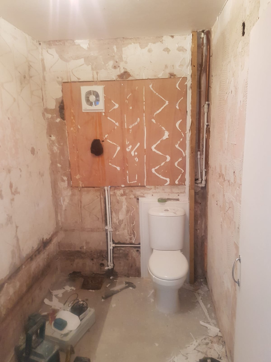 removing the old bathroom