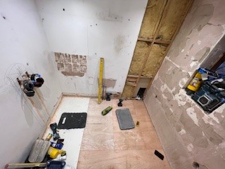 Bathroom to accessible wet room conversion first fix shot
