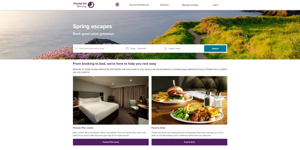 Premier Inn homepages desktop screenshot