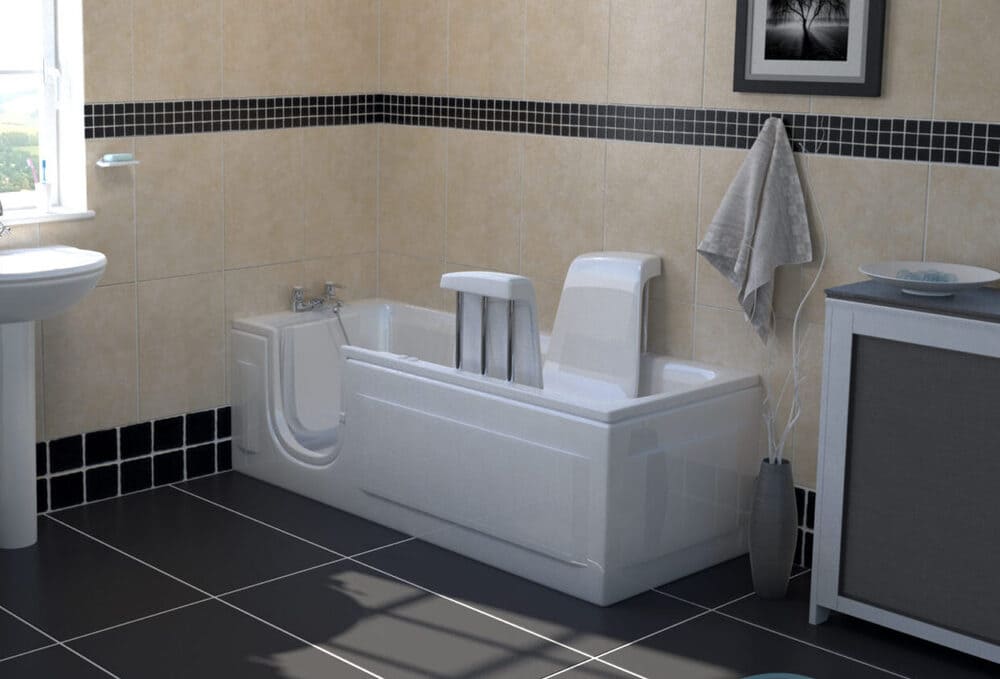 Bathroom With Full Length Bath And Raised Bath Lift