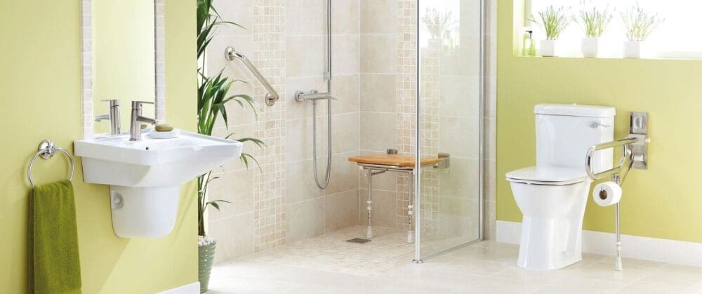 Disabled bathroom with bath and shower