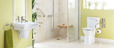 Disabled bathroom with bath and shower
