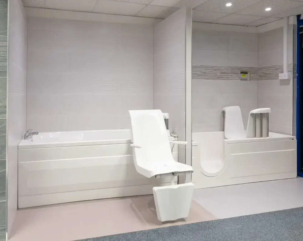 Two Mobility Baths With Lifts On Display In Henley Showroom