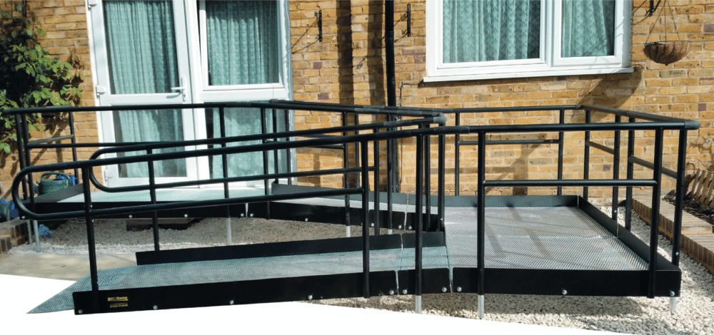 Absolute Mobility Metal Ramp With 2 Doors Infront Of House