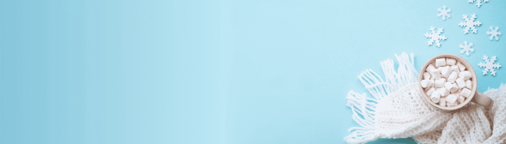 Hot Chocolate With Marshmallows On Blue